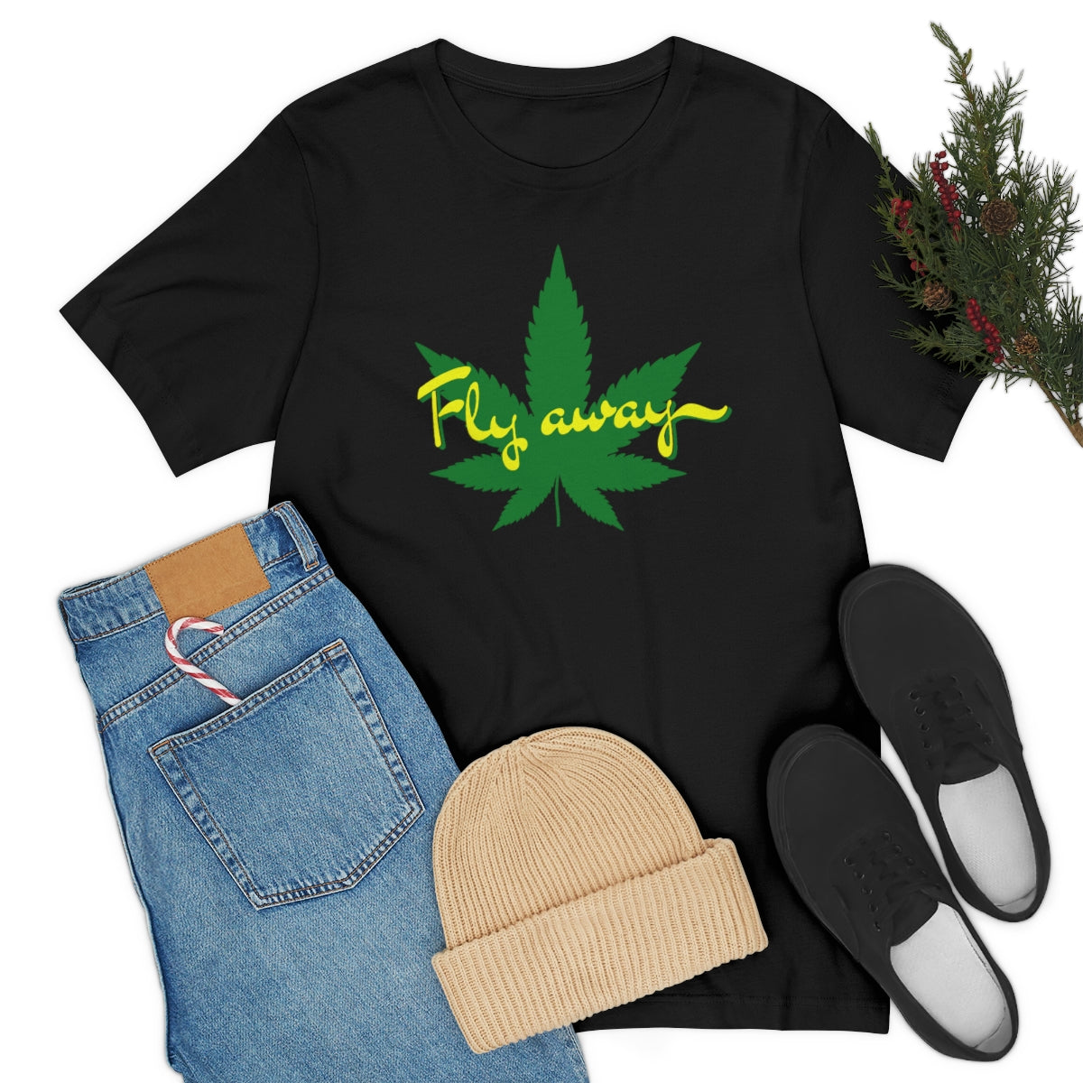 Fly Away Marijuana Leaf Unisex Short Sleeve Tee